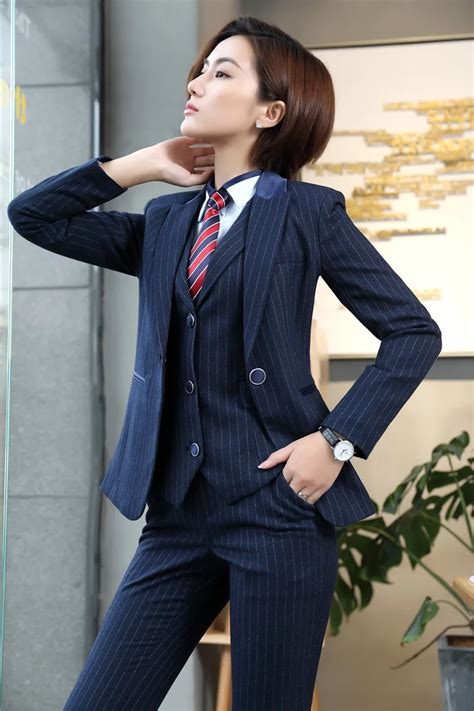 formal women business suits ladies  piece vest pant  jacket set work wear waistcoat office