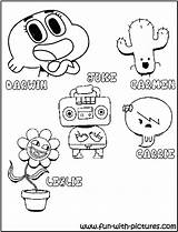 Gumball Coloring Friends Pages Colouring Printable Sheet Fun Family Kids Darwin Template sketch template
