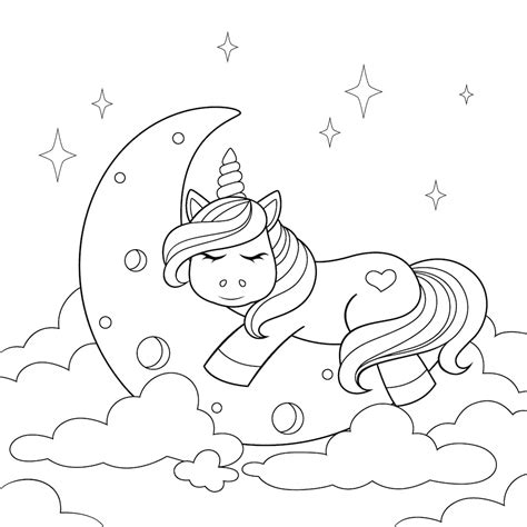 unicorn sleeping   moon coloring page  printable coloring pages