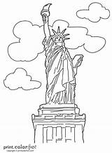 Statue Liberty Coloring Color Print Pages sketch template