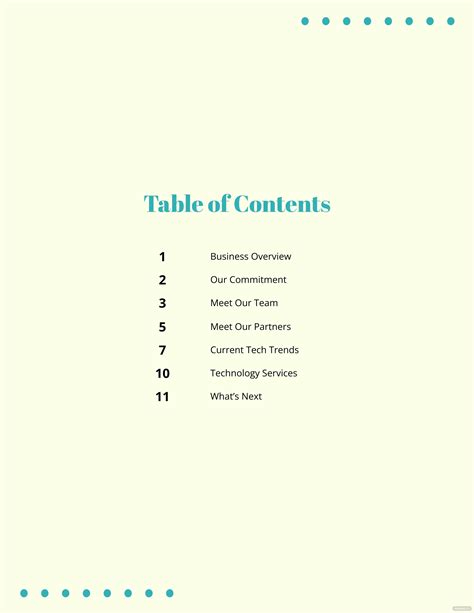 table  content templates  ms word