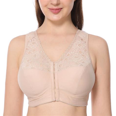 women s front closure bra full cup wirefree racerback lace plus size