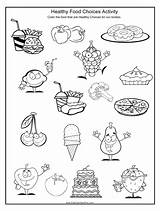 Food Healthy Worksheet Worksheets Unhealthy Activities Preschool Activity Coloring Choices Kidscanhavefun Pages Foods Kids Health Kindergarten Body Choose Nutrition Eating sketch template