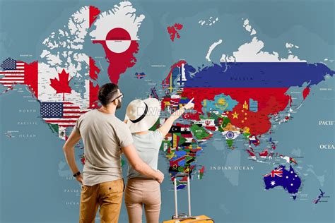 Country Flag World Map Wallpaper Mural World Map Wallpaper