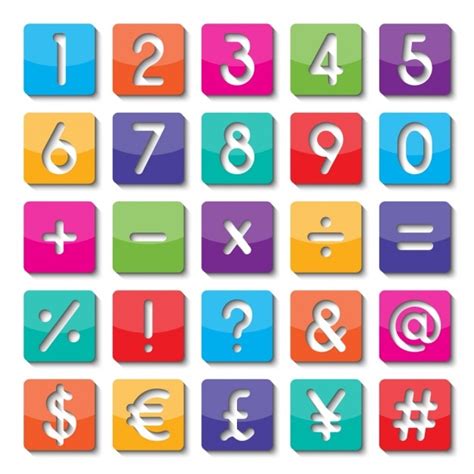 nummers en symbolen van kleuren vector gratis