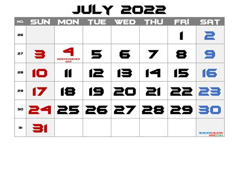 printable july  calendar  holidays