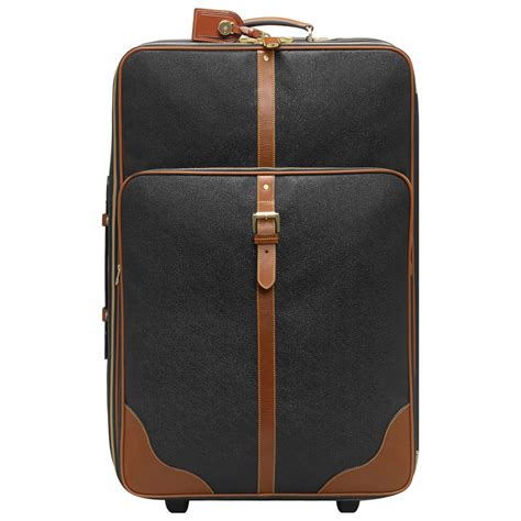 mulberry scotchgrain wheel large leather trim suitcase  black lyst