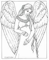 Angel Coloring Pages Dark Printable Getcolorings Getdrawings sketch template