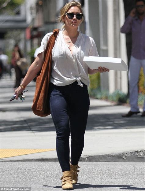 hilary duff shows off gym honed figure in skinny jeans and knotted top in beverly hills daily