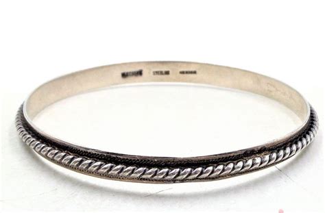 elk creek mexico sterling silver 925 carved rope train bangle bracelet