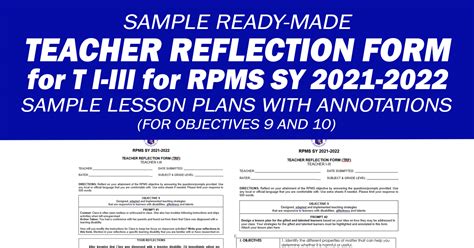 teacher reflection form rpms   rpms sy  teacher reflection vrogue