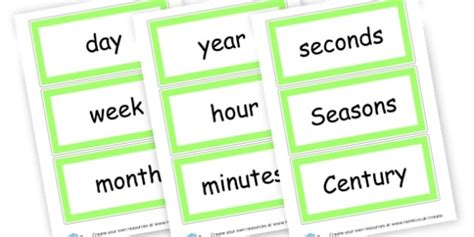 time vocabulary cards