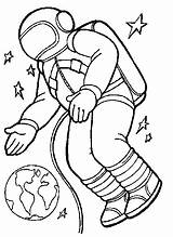 Coloring Astronaut Space Printable Kids Planet Earth sketch template