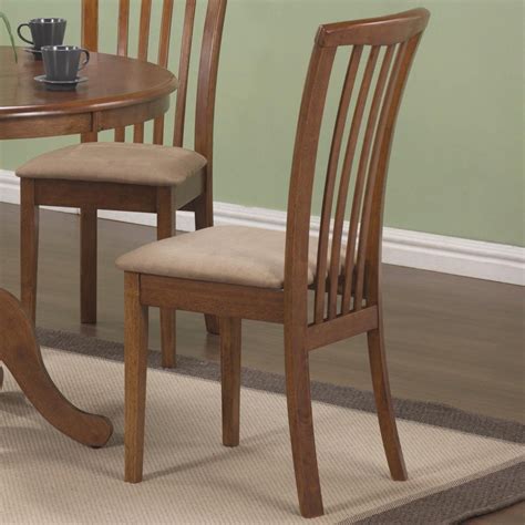 set   dining chairs microfiber fabric dark oak finish brown dining