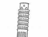 Pisa Tower Coloring Coloringcrew Buildings Print sketch template