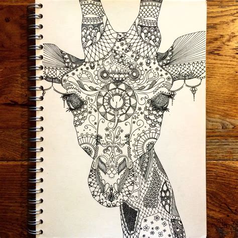 zentangle giraffe   original drawing  art drawings