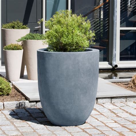 simplicity tall  indooroutdoor planter concrete grey scenario