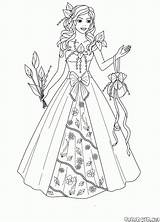 Princess Coloring Pages Flowers Colorkid sketch template