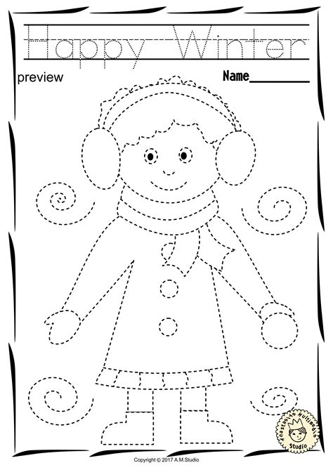 winter tracing worksheets