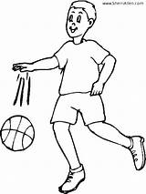 Coloring Basketball Pages Bouncing Boy Sports Printable Sherriallen Birthday Football sketch template