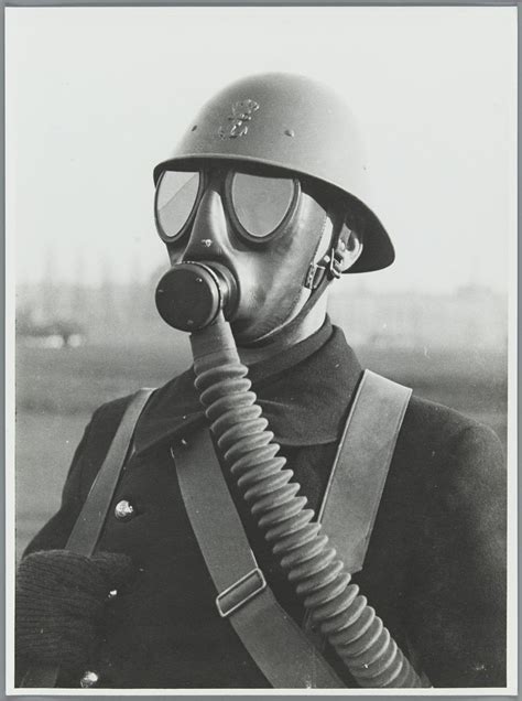 Dutch Marine With A Gas Mask Just Before Ww2 [1200x1611