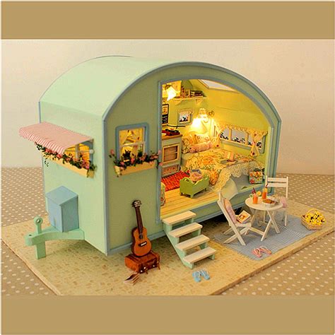 cuteroom diy wooden dollhouse miniature kit doll house ledmusicvoice