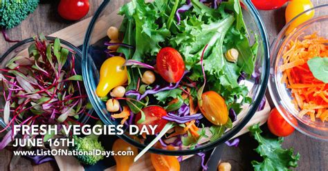 fresh veggies day list  national days