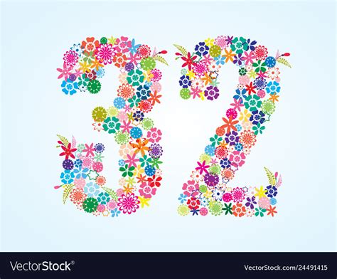 colorful floral  number design isolated  vector image