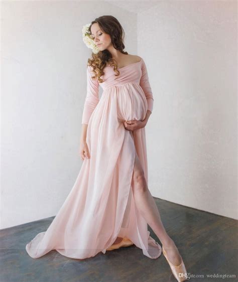 attractive chiffon maternity dresses for photo shoot with