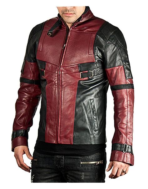 ryan reynolds deadpool maroon and black leather jacket ultimate
