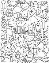 Coloring Summer Pages June Kids Printable Cute Sheets Adult Colour Print Elements Doodle Kindergarten Choose Board sketch template