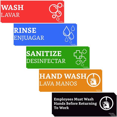 buy wash rinse sanitize sink labels signs  hand wash signs