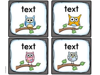 owl theme labels editable  anita bremer teachers pay teachers