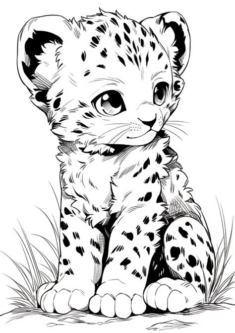 coloring page  child baby leopard etsy