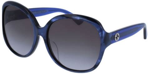 Gucci Oversized Oval Blue Acetate Womens Sunglasses Gg0080sk 005 61