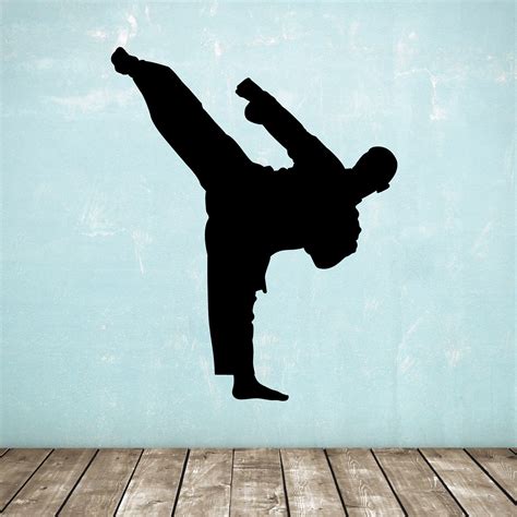 karate taekwondo wall decal standing kick martial arts sports silhouette karate