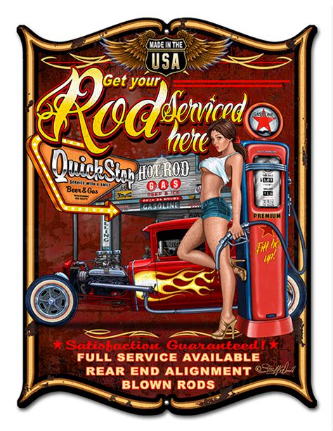Hot Rod Pin Up Girl Sign Get Your Rod Serviced Here Garage Sign14x18
