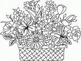Coloring Flowers Basket Flower Pages Drawing Colouring Printable Bouquet Color Clipart Phong Print Sketch Adults Getdrawings Popular Getcolorings Patterns Visit sketch template