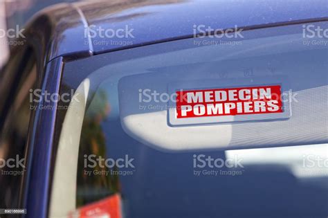 doctor firefighters car sun visor sign stock photo  image