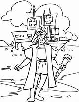 Columbus Coloring Pages Christopher Arrival Kids Educate Explorer sketch template