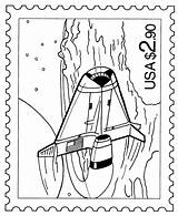 Coloring Stamp Pages Sheets Activity Space Stamps Postage Flight Usps Postal Printable Commerative Usage Authorized Usa Service sketch template