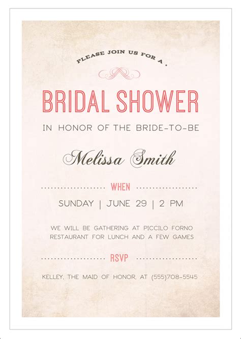 bridal shower printable invitations   template