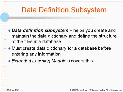 data definition subsystem