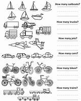 Transportation Worksheets Counting Worksheet Coloring Preschool Color Matching Pages Math Kids Many Printable 1st Kindergarten Activities Maths Sheets Truck First sketch template