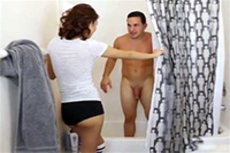 naughty girl surprised her step brother in the shower and blows him fuqer video