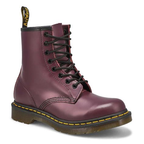 dr martens womens   eye purple smooth leather boots