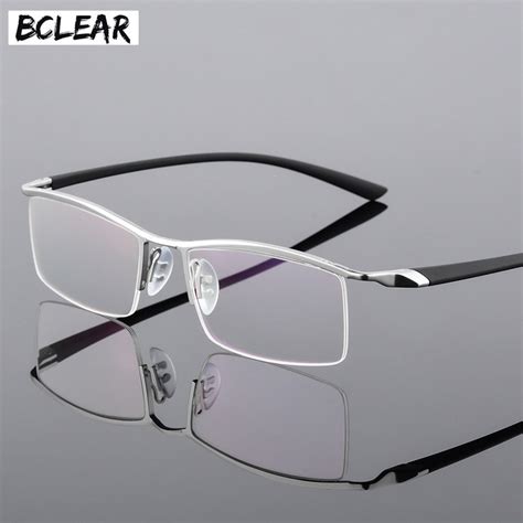 bclear browline half rim metal glasses frame for men eyeglasses fashion