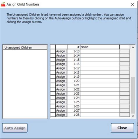 manage child numbers minute menu hx