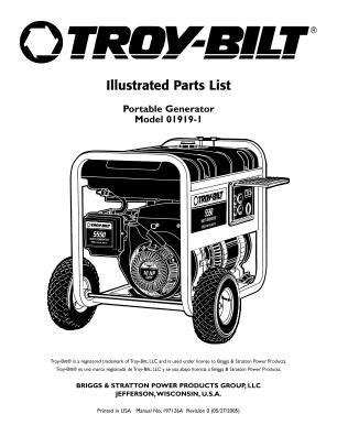 troy bilt portable generator parts list