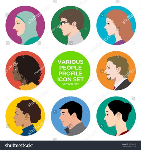 multicultural women men profile icon set stock vector